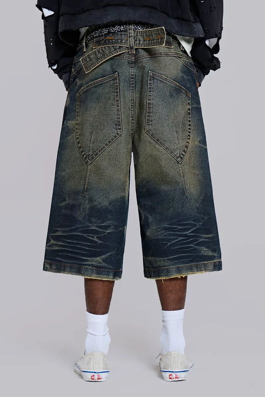 Jaded London Blue Cinch Back Colossus Jorts