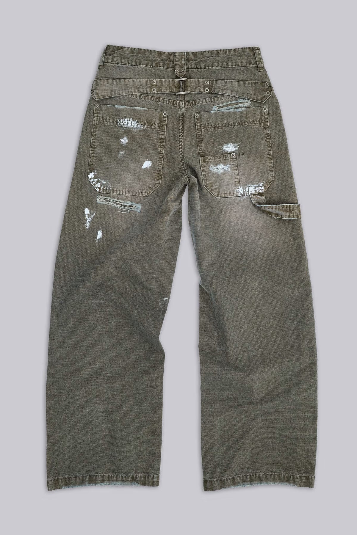 Jaded London Painted Khaki Ripstop Carpenter Jeans