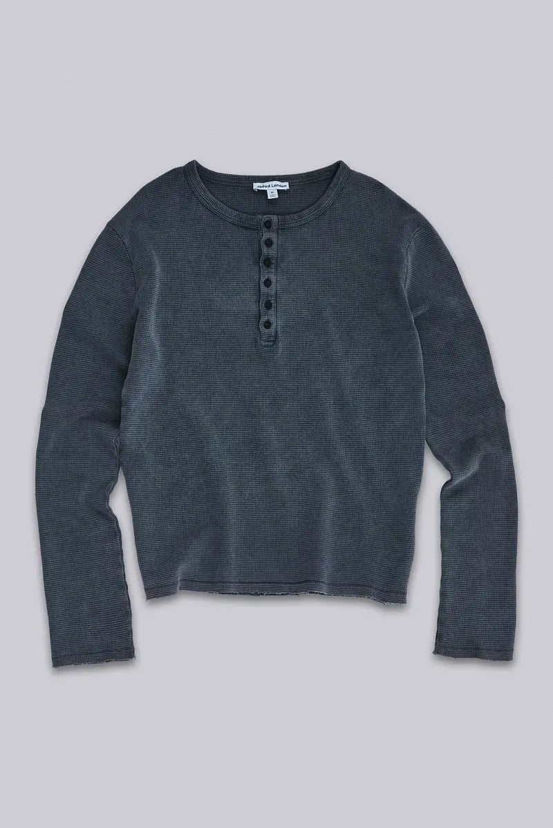 Jaded London Charcoal Waffle Henley Top