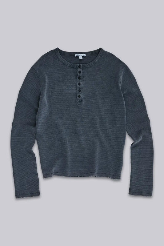 Jaded London Charcoal Waffle Henley Top