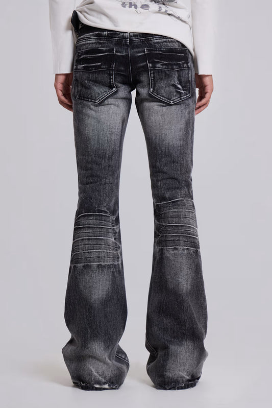Jaded London Washed Black Drift Bootcut Jeans