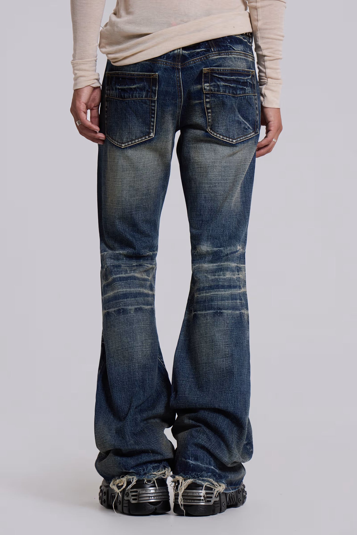 Jaded London Mid Blue Drift Bootcut Jeans