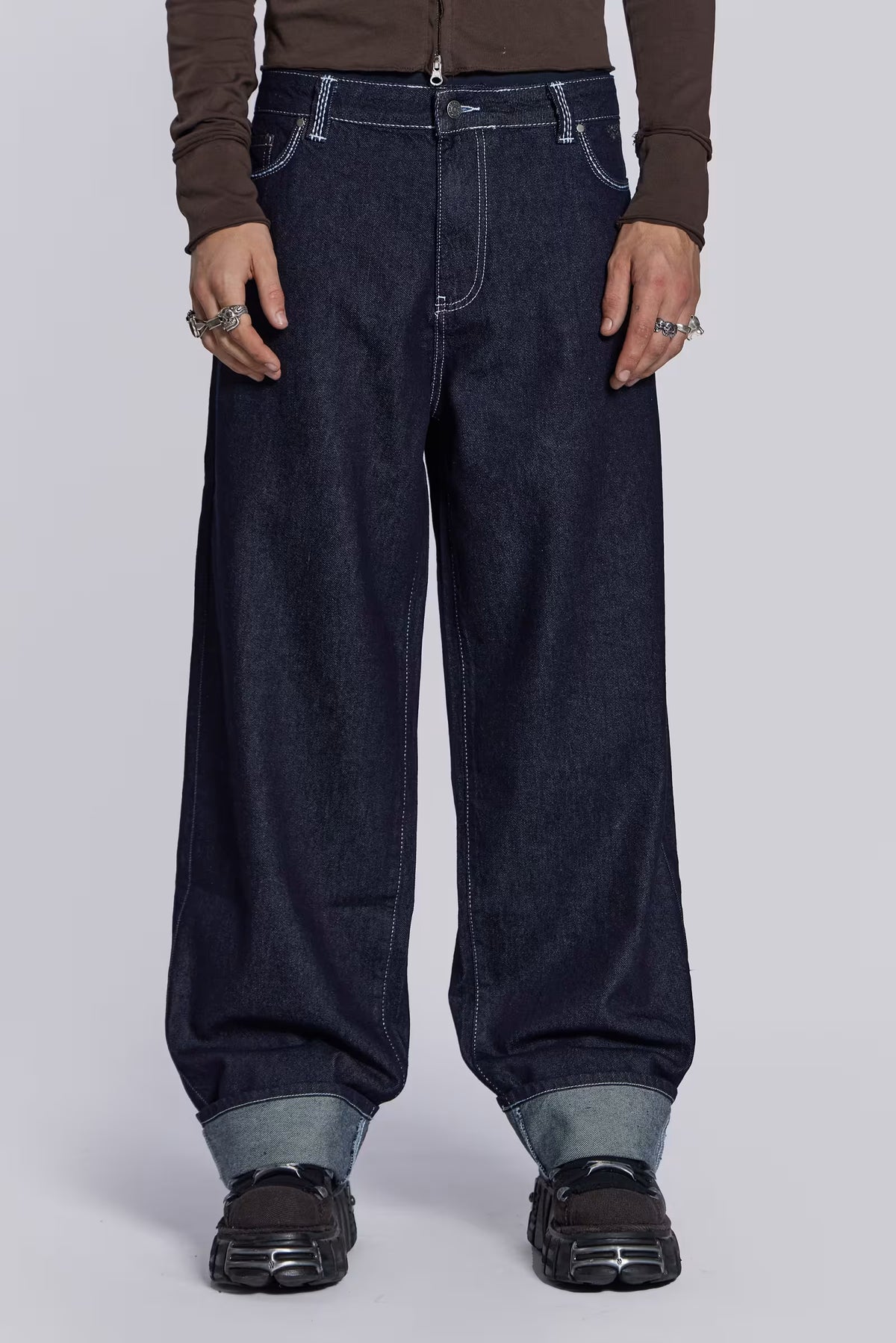 Jaded London Sonic Embroidered Baggy Jeans
