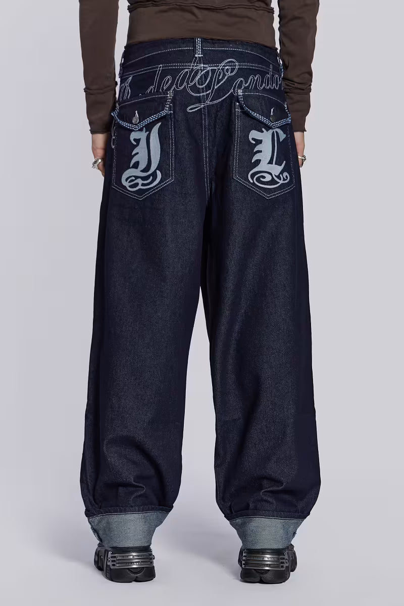 Jaded London Sonic Embroidered Baggy Jeans