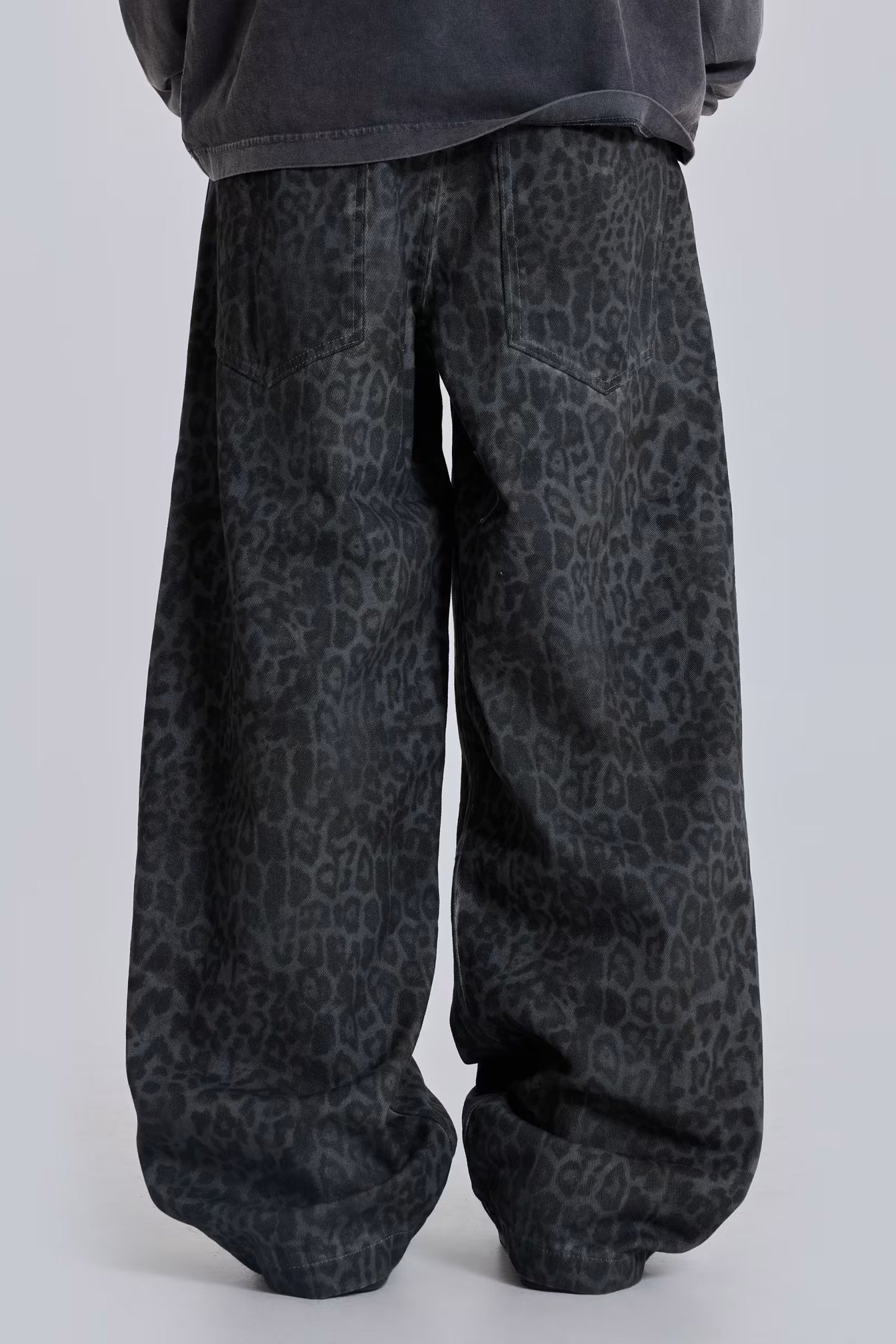 Jaded London Charcoal Leopard Fade Colossus Jeans