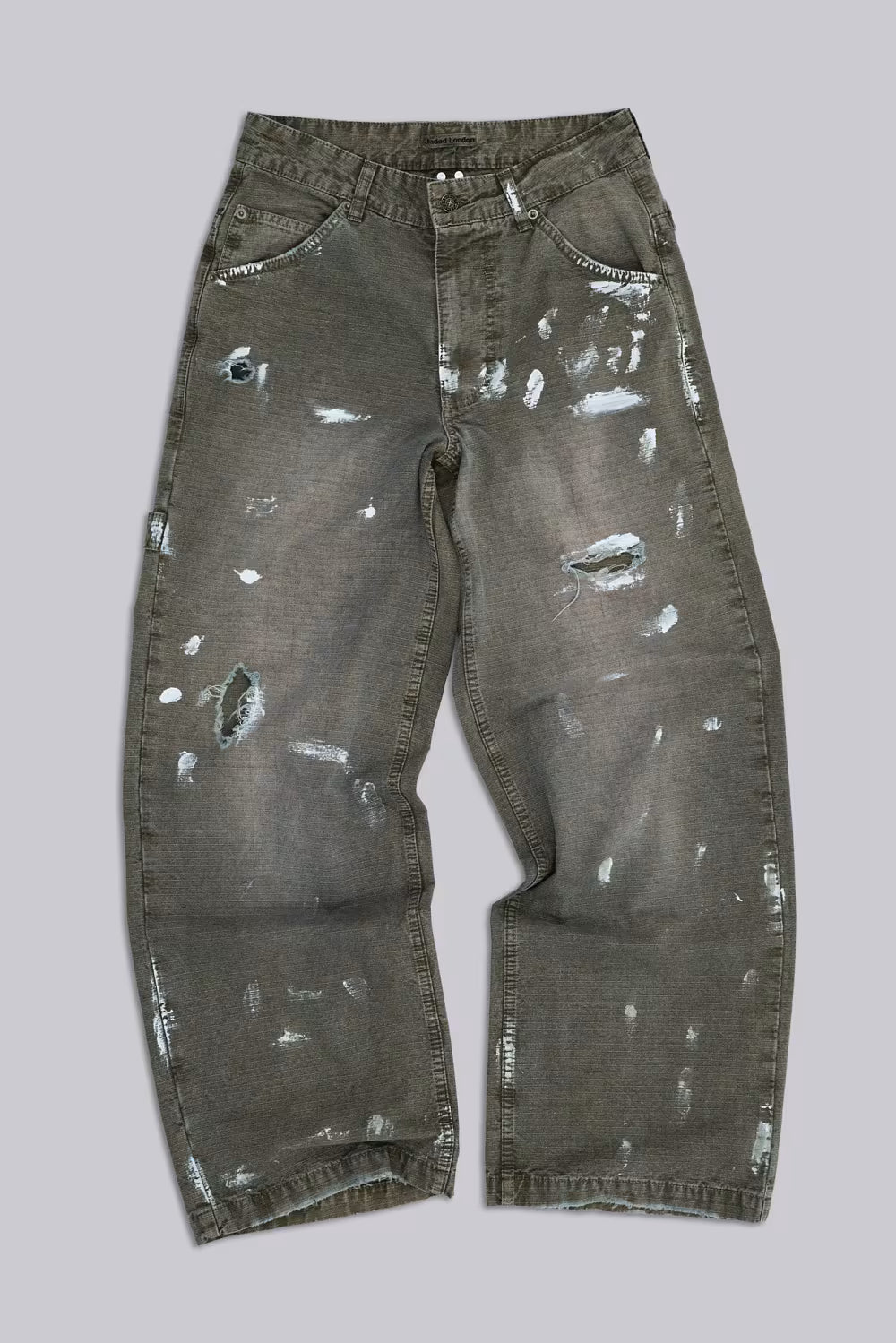 Jaded London Painted Khaki Ripstop Carpenter Jeans
