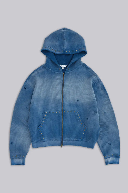 Jaded London Sunfade Waffle Studded Hoodie