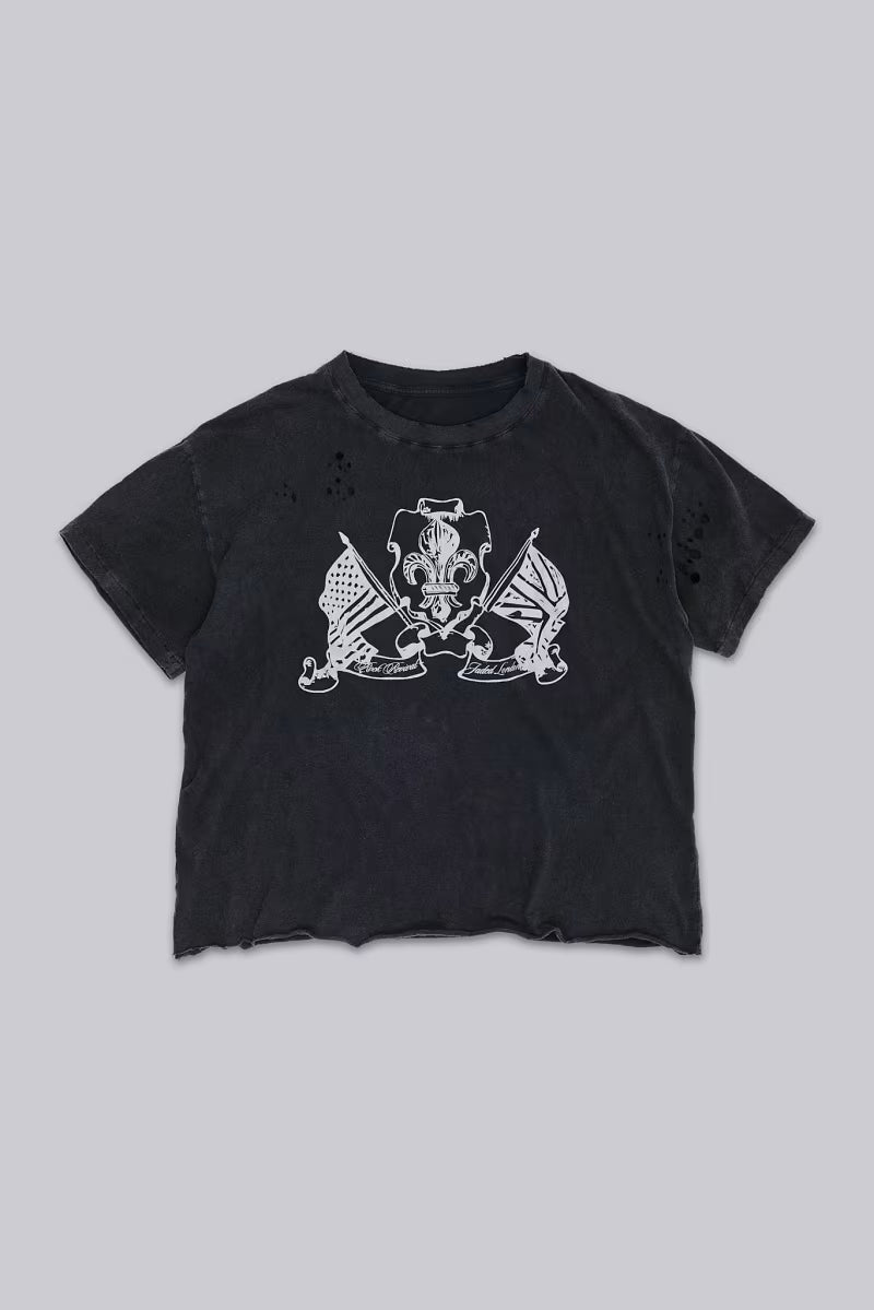 Jaded London Rock Revival Distressed National Cropped T-Shirt