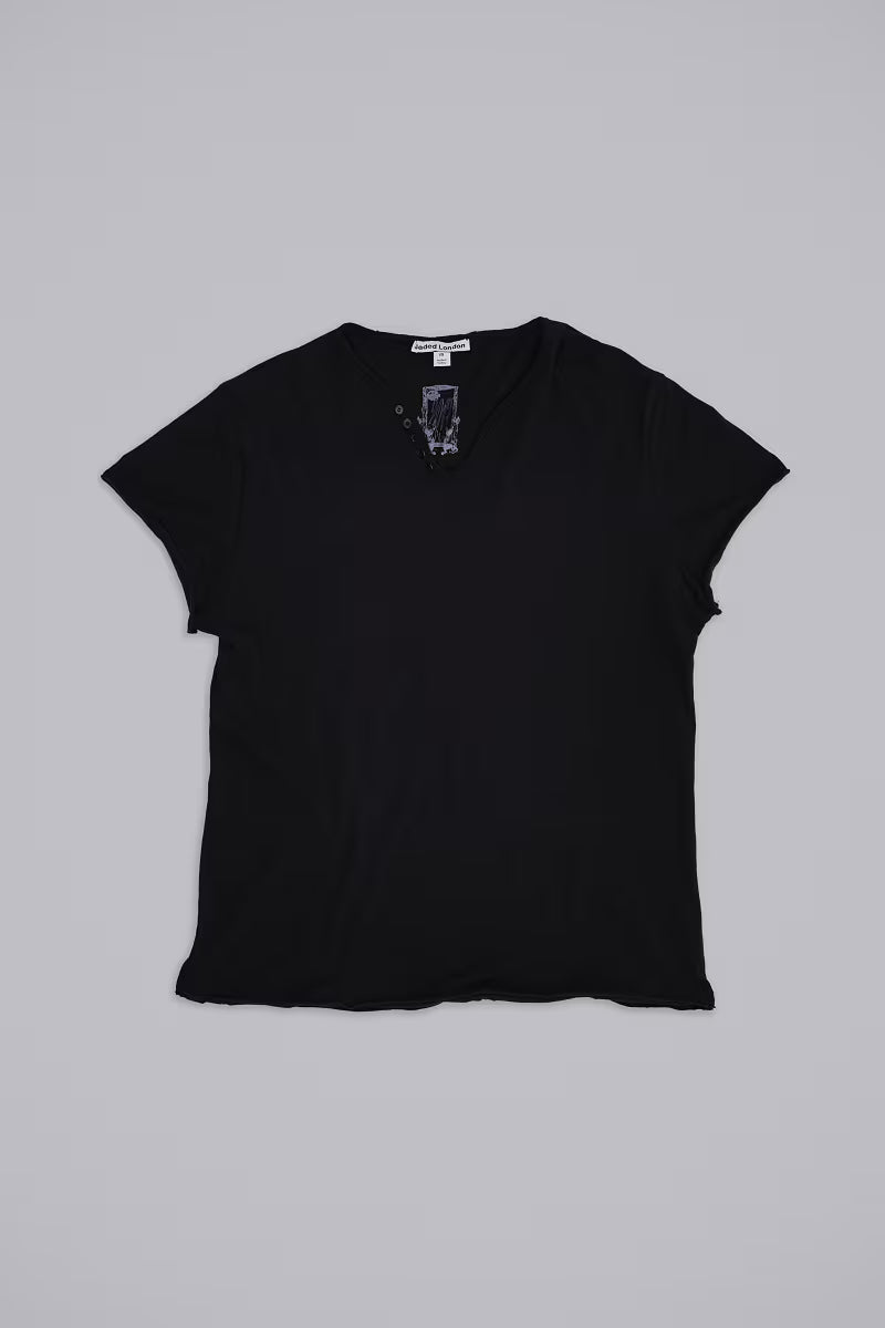 Jaded London Kerri Henley T-Shirt in Black