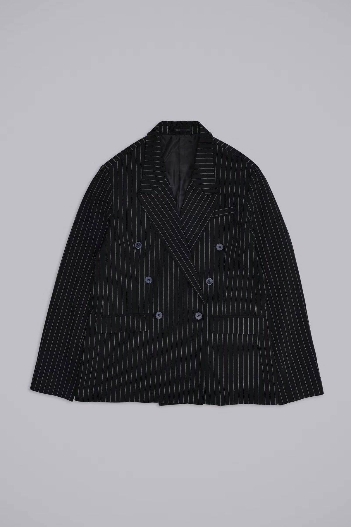 Jaded London Goliath Pinstripe Double Breasted Boxy Blazer
