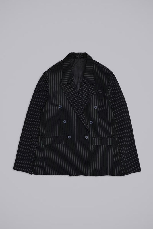 Jaded London Goliath Pinstripe Double Breasted Boxy Blazer