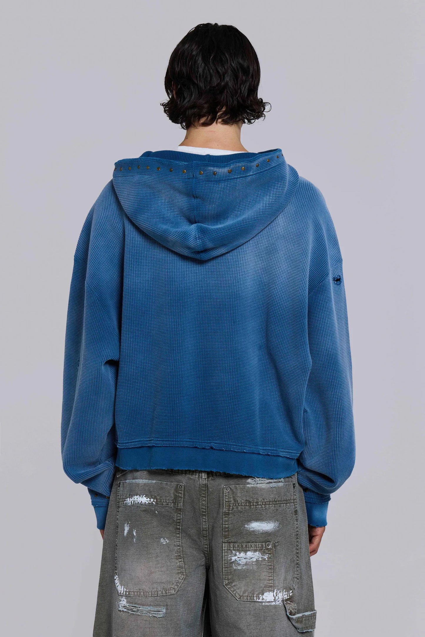 Jaded London Sunfade Waffle Studded Hoodie