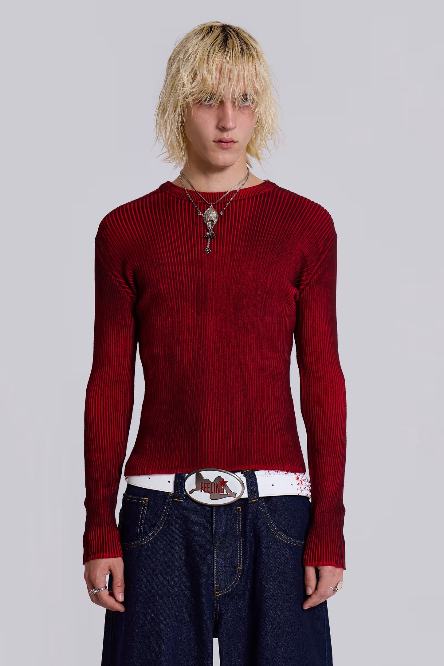 Jaded London Red Scrape Knit