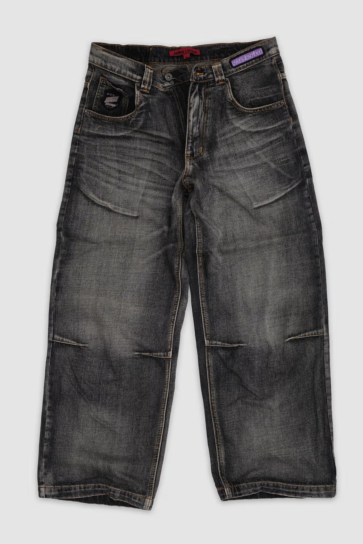 Jaded London Multi Badge Grey Colossus Jeans