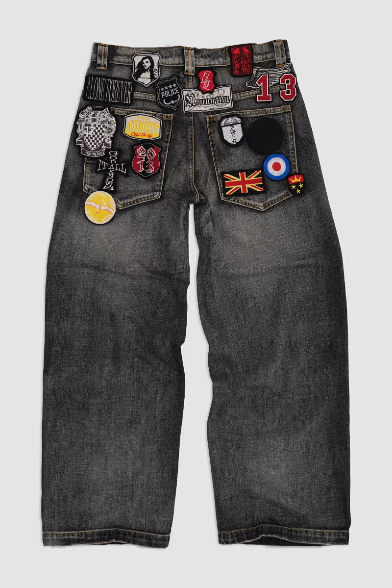 Jaded London Multi Badge Grey Colossus Jeans