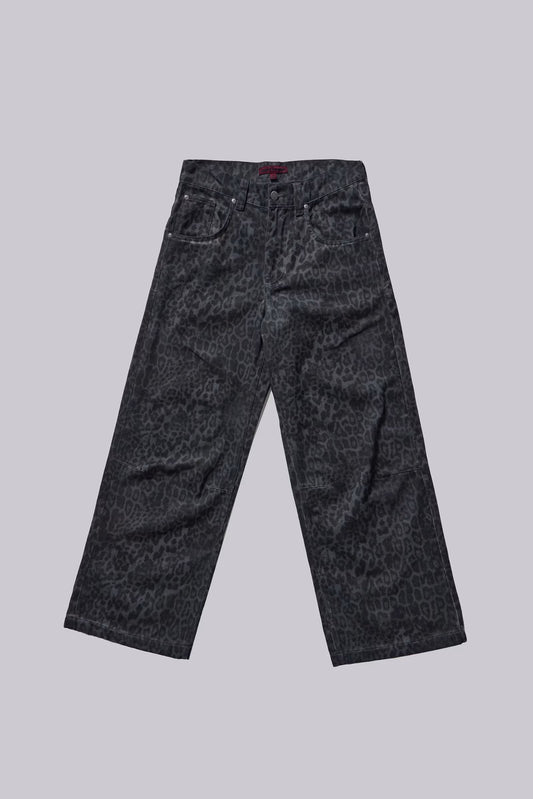 Jaded London Charcoal Leopard Fade Colossus Jeans