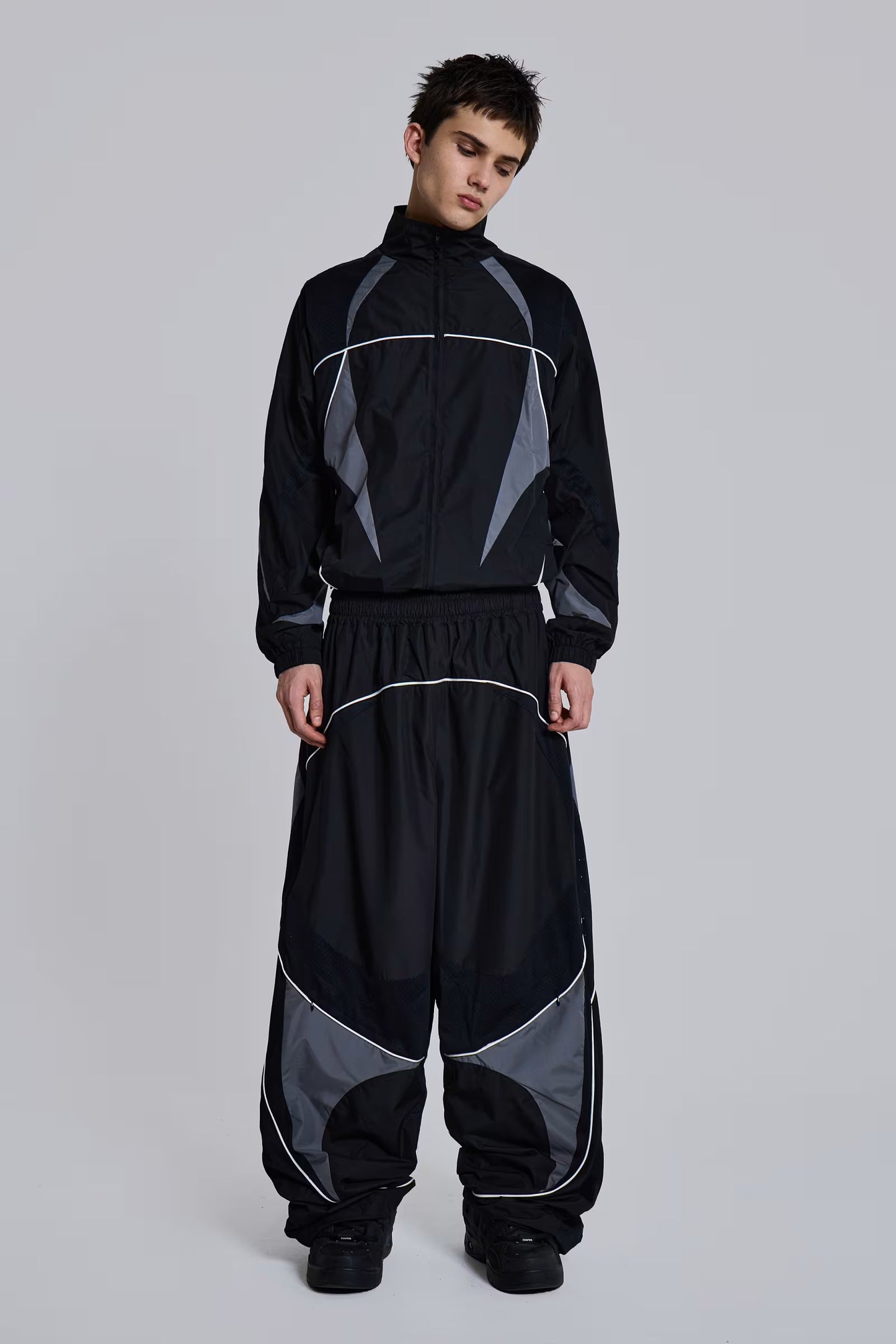 Jaded London Black Panelled Vapor Tracksuit