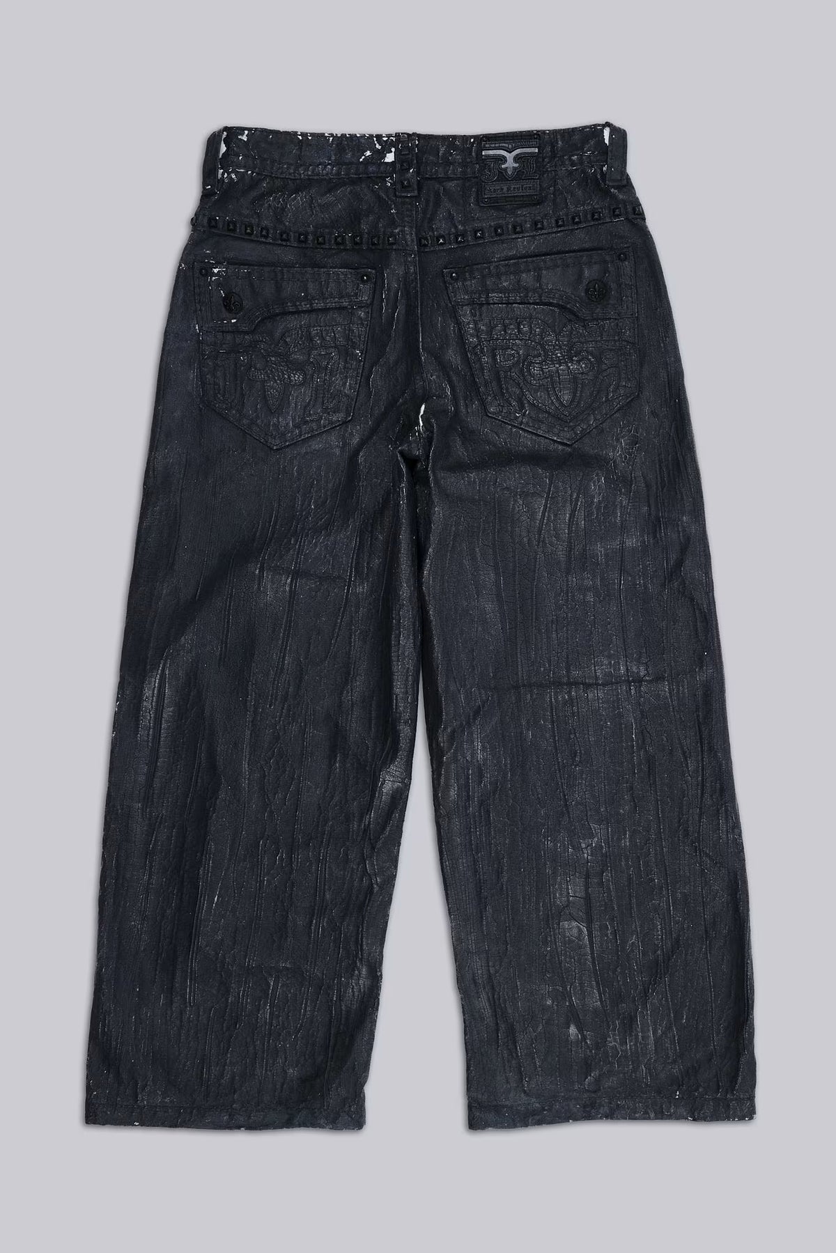 Jaded London Rock Revival Moto Wax Jeans
