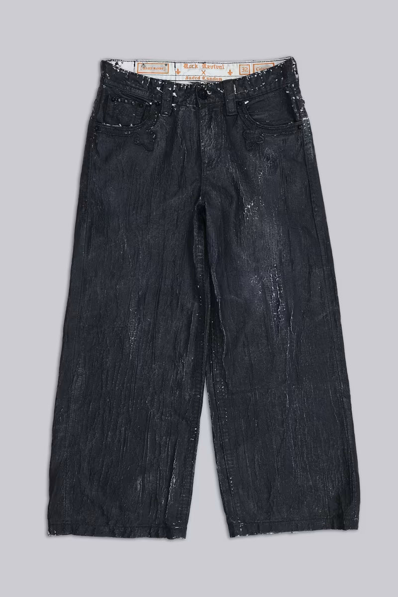 Jaded London Rock Revival Moto Wax Jeans