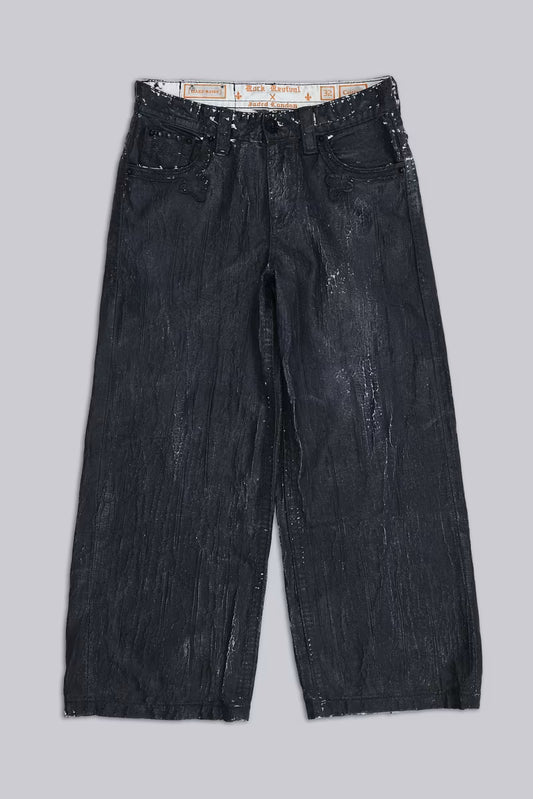 Jaded London Rock Revival Moto Wax Jeans