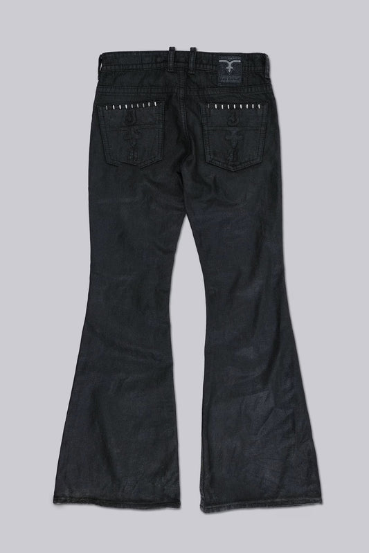 Jaded London Rock Revival Staple Wax Bootcut Jeans