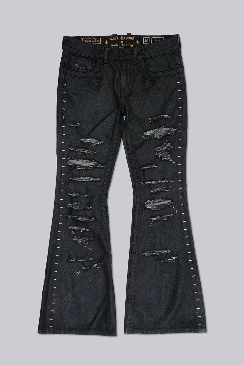 Jaded London Rock Revival Staple Wax Bootcut Jeans