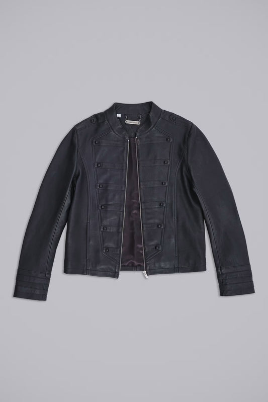 Jaded London Leather Military Jacket