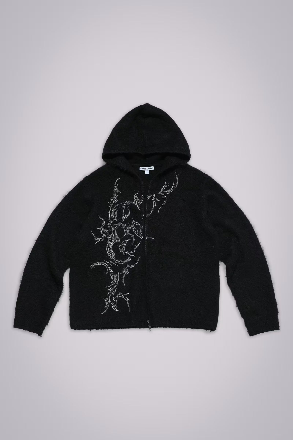 Jaded London Scratch Mohair Zip-Up Hoodie