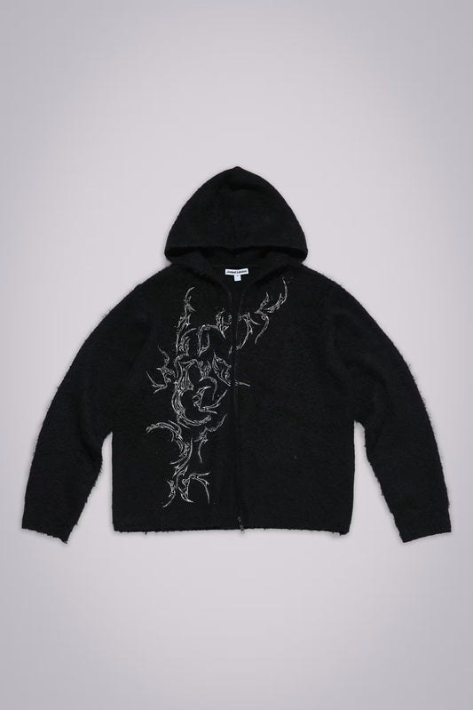 Jaded London Scratch Mohair Zip-Up Hoodie