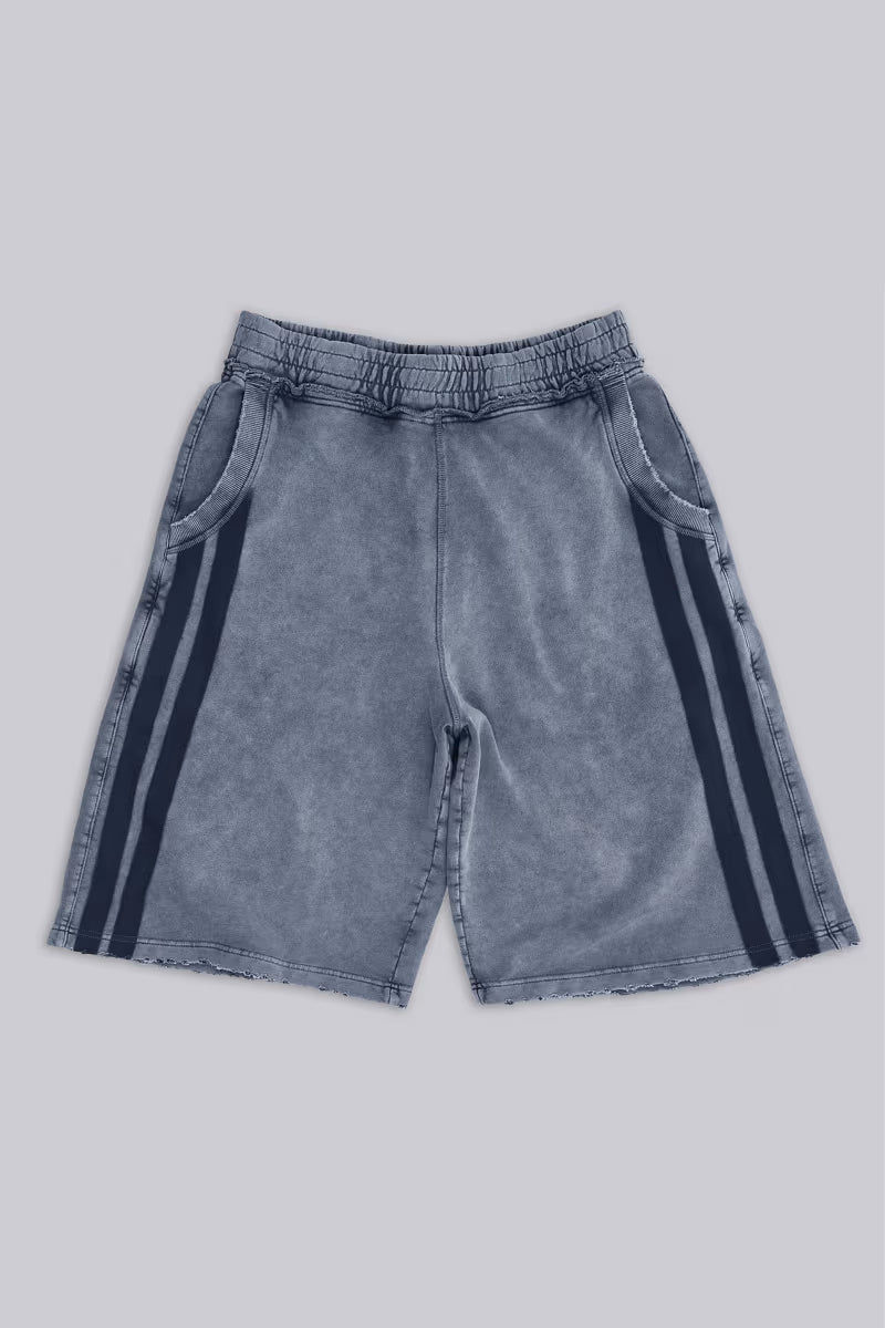 Jaded London Washed Grey Sporty Stripe Monster Jogger Shorts