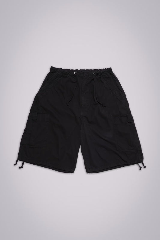 Jaded London Black Parachute Cargo Baggy Shorts