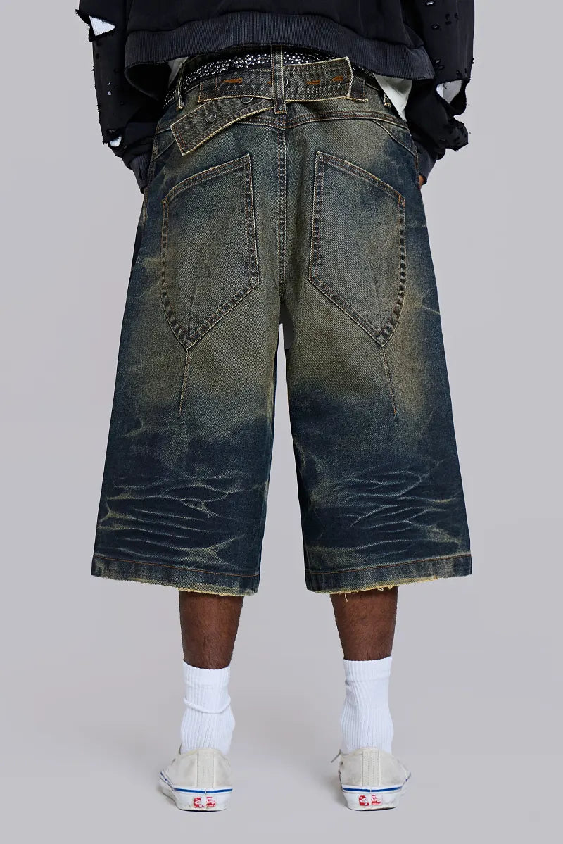 Jaded London Blue Cinch Back Colossus Jorts
