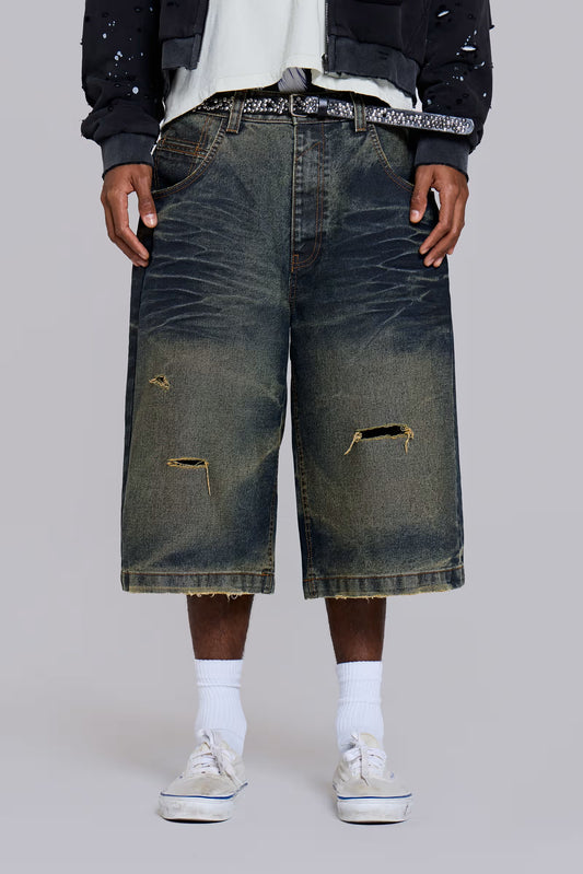 Jaded London Blue Cinch Back Colossus Jorts