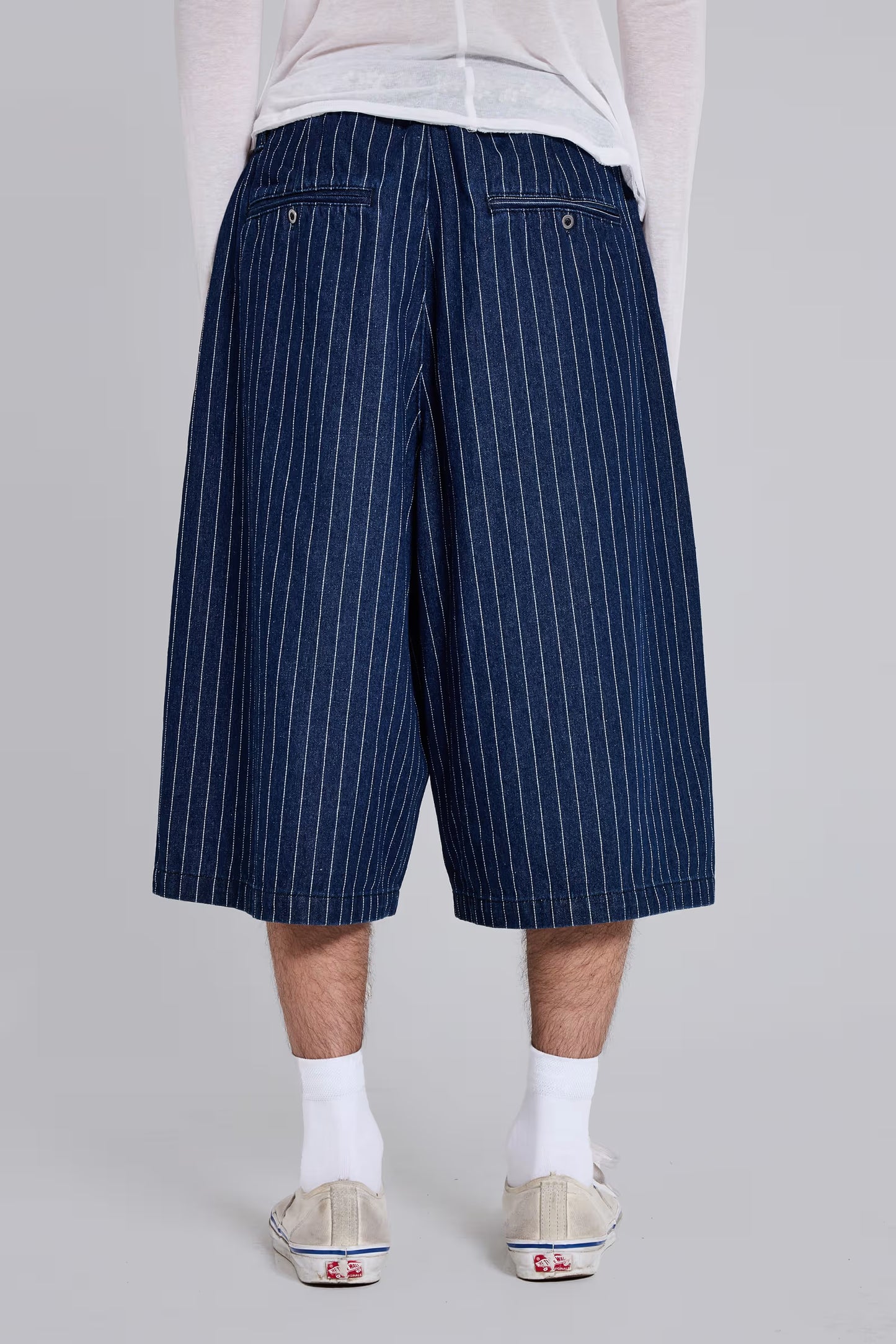 Jaded London Pinstripe Denim XL Goliath Shorts