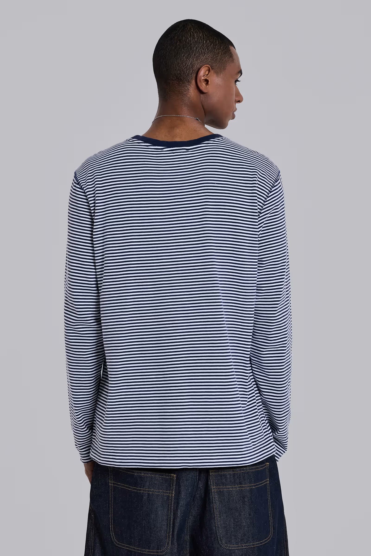 Jaded London 62 Stripe Navy Long-Sleeve Top