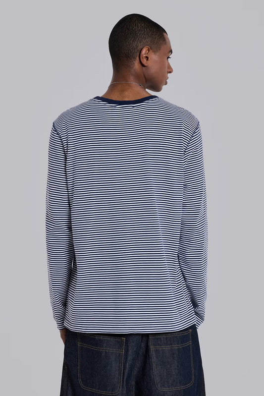 Jaded London 62 Stripe Navy Long-Sleeve Top