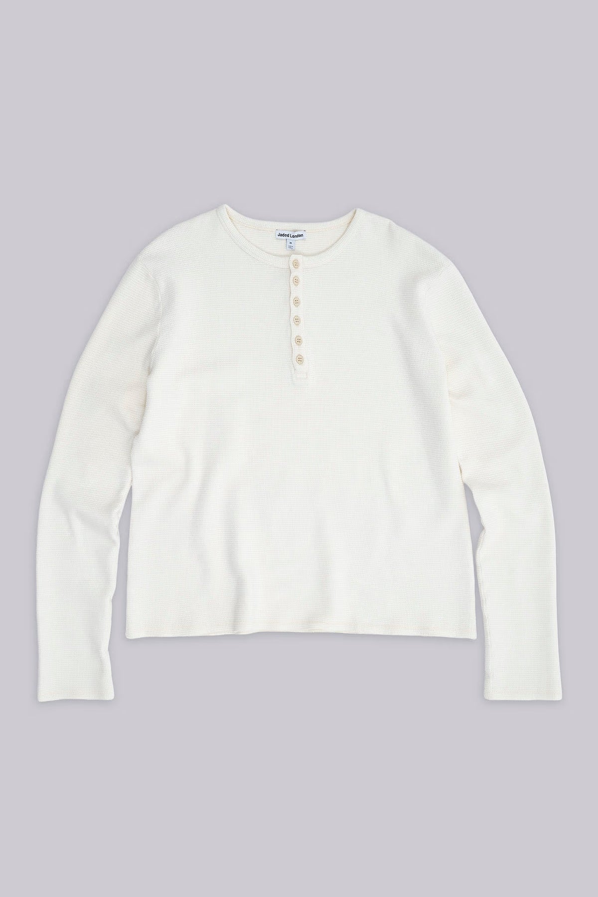 Jaded London Ecru Waffle Henley Top