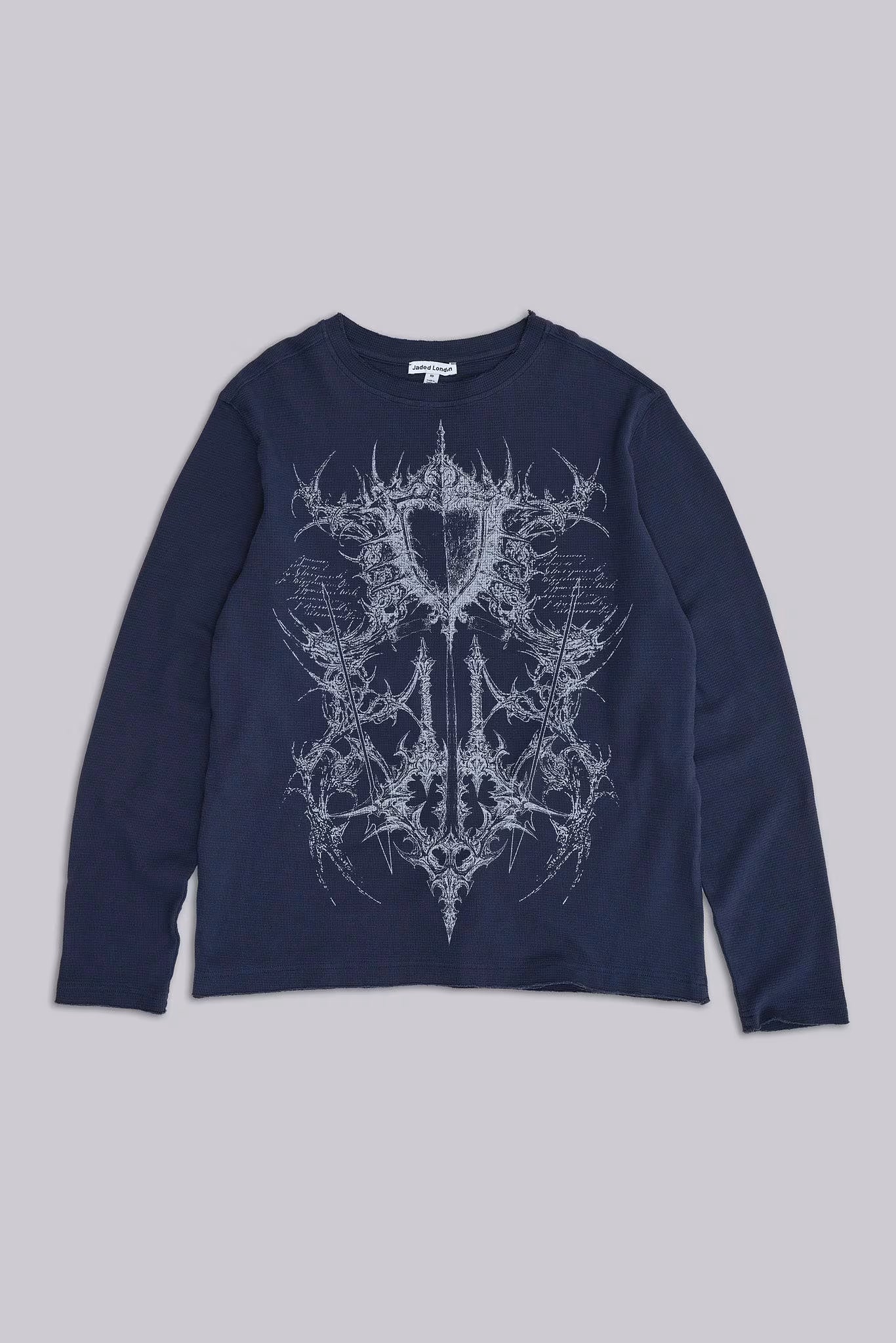 Jaded London Kasper Digi Waffle Navy T-Shirt