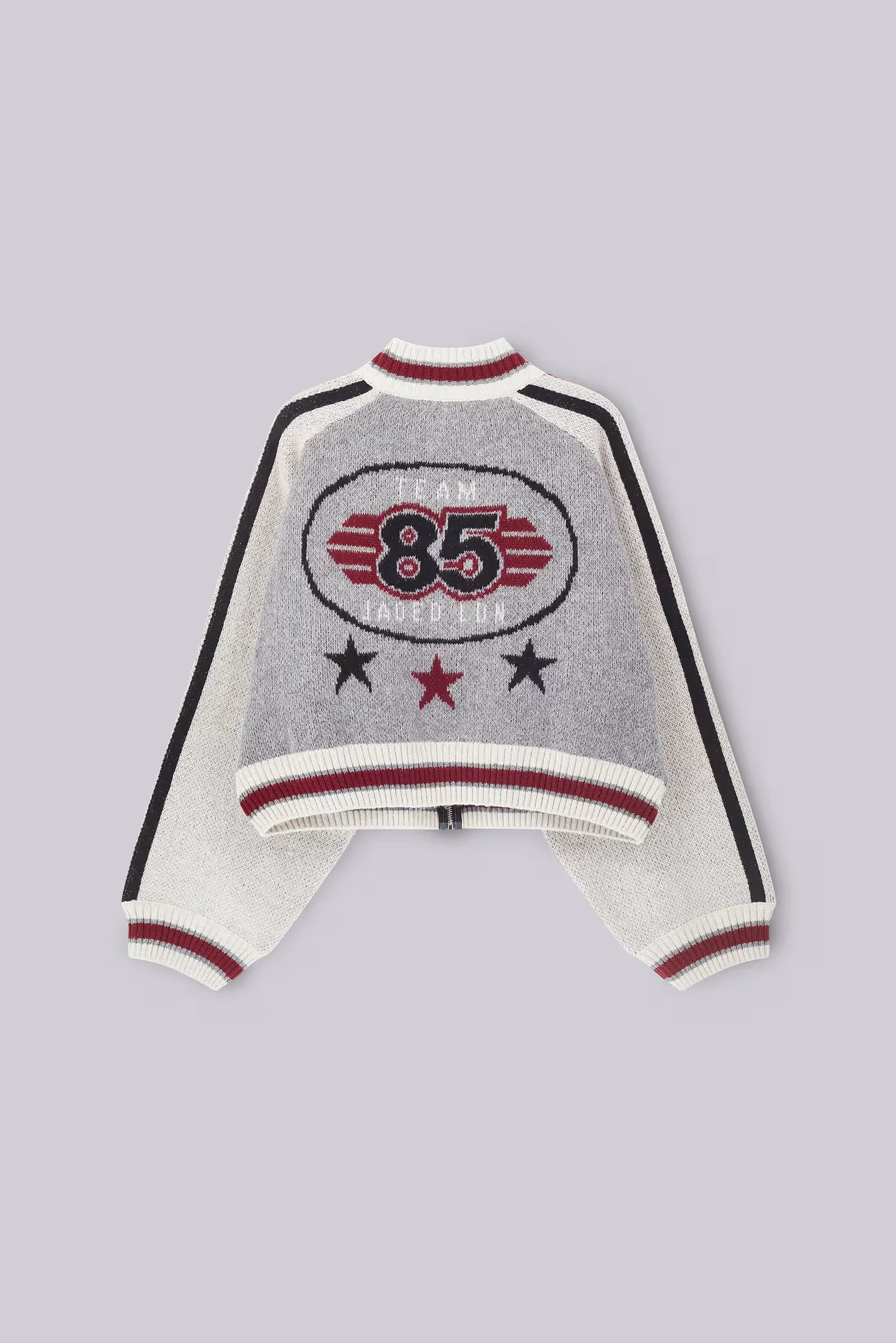 Jaded London Grey Team 85 Knitted Bomber Jacket