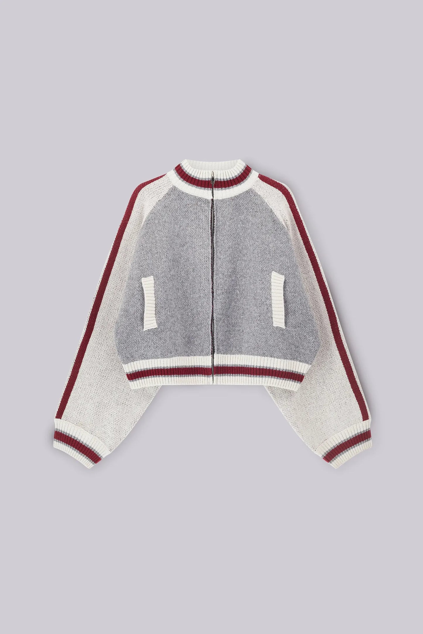Jaded London Grey Team 85 Knitted Bomber Jacket