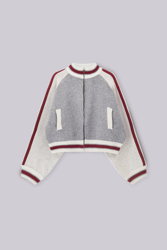 Jaded London Grey Team 85 Knitted Bomber Jacket