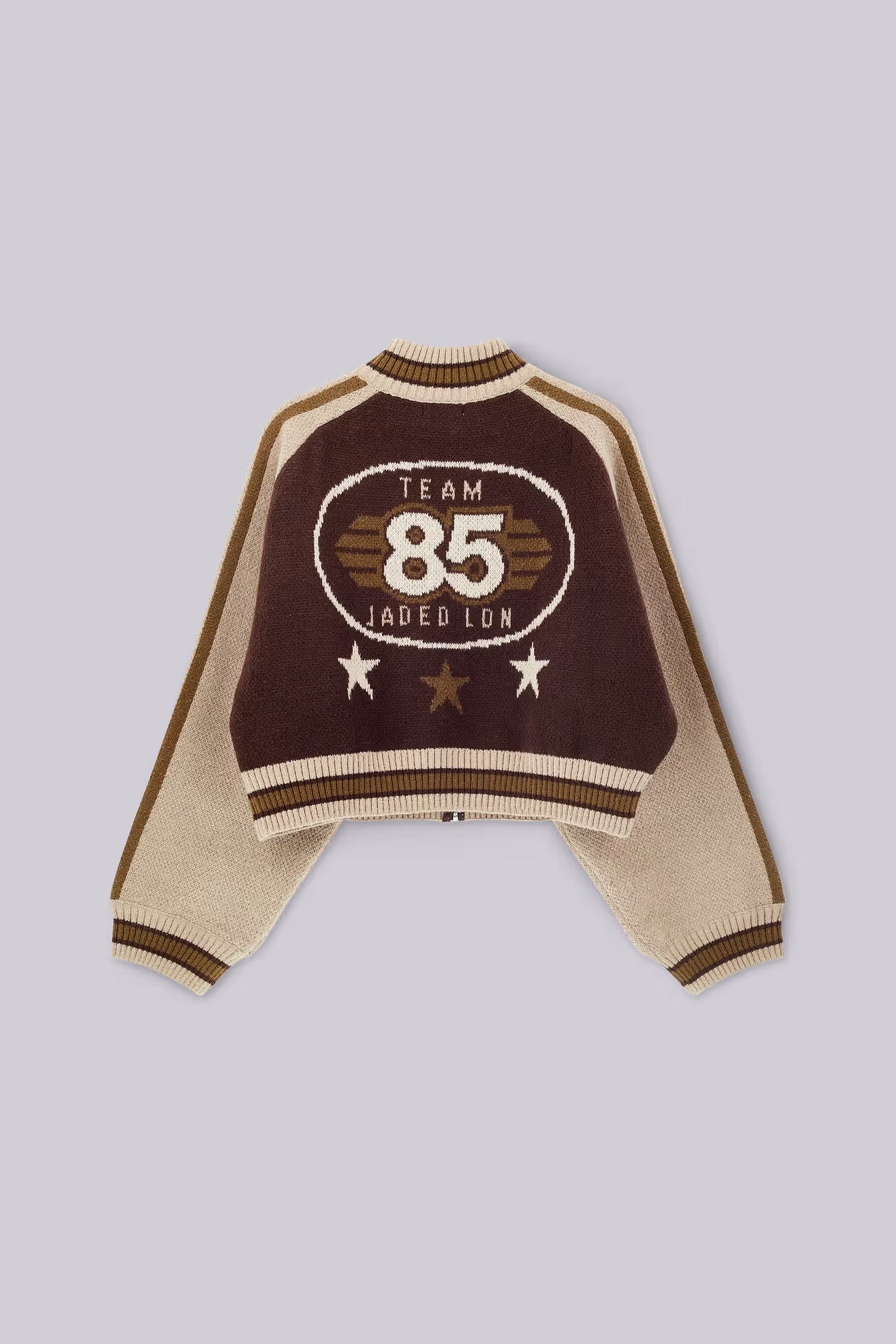 Jaded London Brown Team 85 Knitted Bomber Jacket