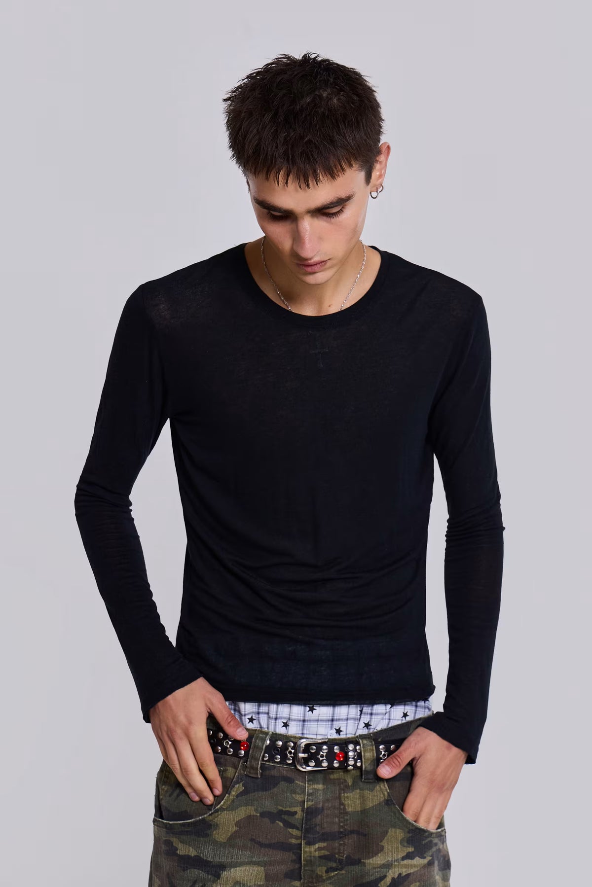 Jaded London Black Mist Long Sleeve Top
