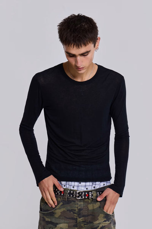 Jaded London Black Mist Long Sleeve Top