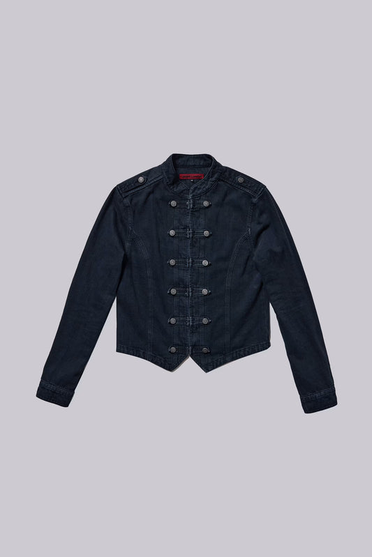 Jaded London Rebel Military Jacket in Washed Black