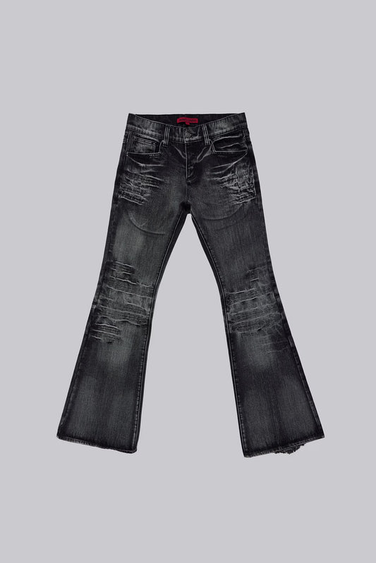 Jaded London Washed Black Drift Bootcut Jeans